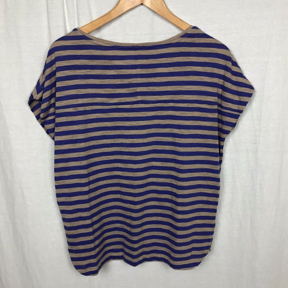 Ann Taylor LOFT Women's Striped Cap Sleeve Tee Shirt Front Pocket Casual Size XS - Picture 3 of 5